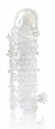 Закрытая прозрачная рельефная насадка Crystal sleeve - 13 см. 