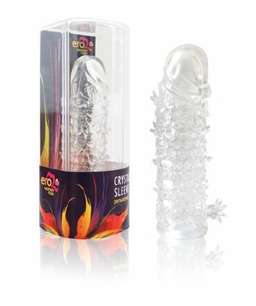 Закрытая прозрачная рельефная насадка Crystal sleeve - 13 см. 