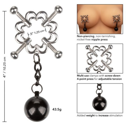Металлические утяжеленные зажимы для сосков Grips 4-Point Weighted Nipple Press 