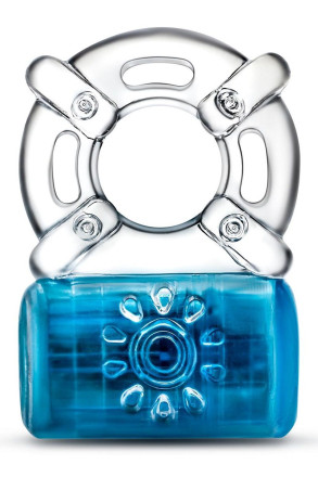 Синее эрекционное виброкольцо One Night Stand Vibrating C-Ring 