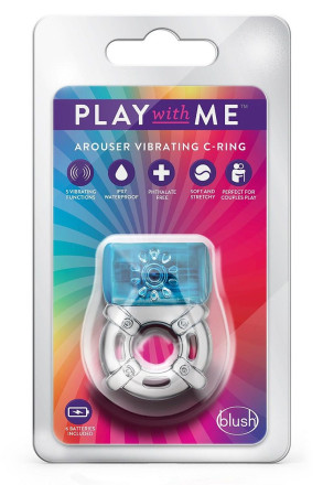 Синее эрекционное виброкольцо One Night Stand Vibrating C-Ring 