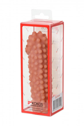 Телесная насадка на фаллос с бугорками KOKOS Extreme Sleeve 10 - 15,8 см. 