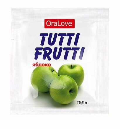 Пробник гель-смазки Tutti-frutti с яблочным вкусом - 4 гр. 
