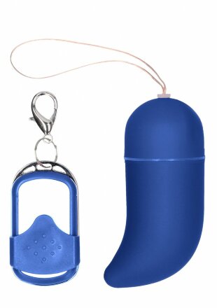 Синее виброяйцо Medium Wireless Vibrating G-Spot Egg с пультом - 7,5 см. 
