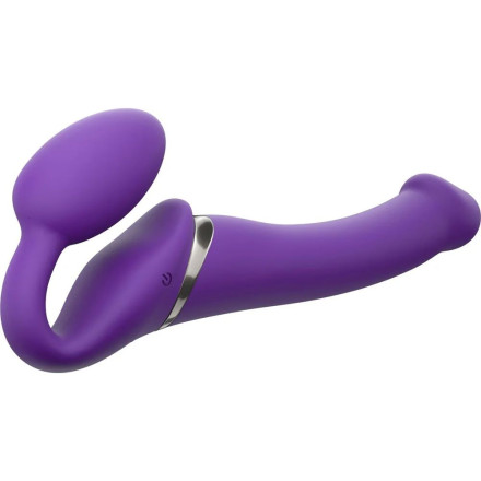 Фиолетовый безремневой вибрострапон Vibrating Bendable Strap-On - size L 