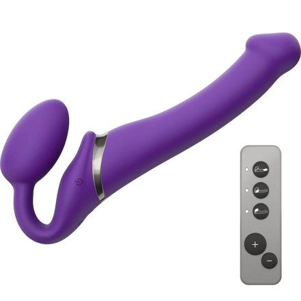 Фиолетовый безремневой вибрострапон Vibrating Bendable Strap-On - size L 