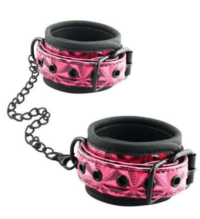 Красно-чёрные кожаные наручники Wrists Cuffs с геометрическим узором 