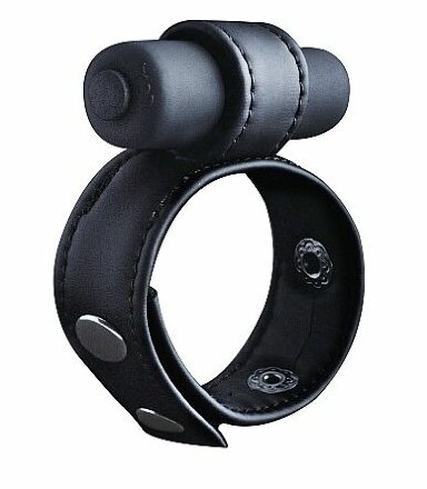 Утяжка на пенис с виброэлементом Leather Cock Ring 