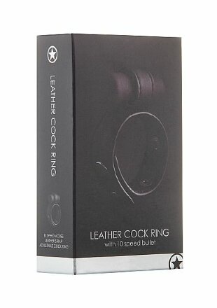 Утяжка на пенис с виброэлементом Leather Cock Ring 
