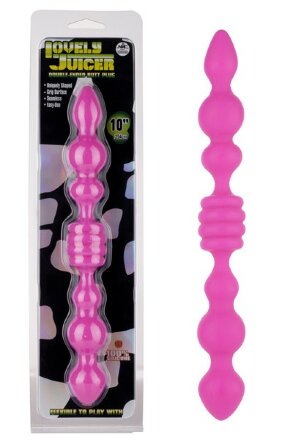 Розовый анальный стимулятор Lovely Juicer Double Ended Butt Plug - 25,4 см.  