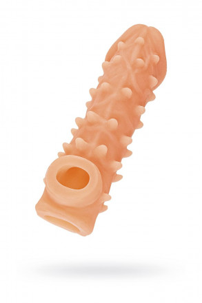 Телесная закрытая насадка с пупырышками Cock Sleeve Size S - 13,8 см. 