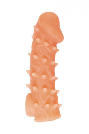 Телесная закрытая насадка с пупырышками Cock Sleeve Size S - 13,8 см. 