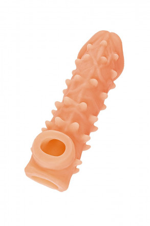 Телесная закрытая насадка с пупырышками Cock Sleeve Size S - 13,8 см. 