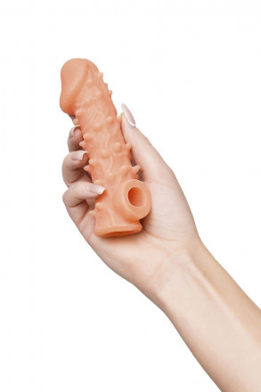 Телесная закрытая насадка с пупырышками Cock Sleeve Size S - 13,8 см. 