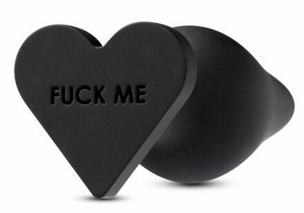 Черная анальная пробка с основанием-сердечком Fuck Me Butt Plug - 7,5 см. 