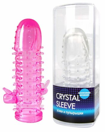Закрытая рельефная насадка Crystal sleeve с усиками и пупырышками - 13 см. 