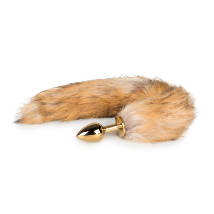 Золотистая анальная пробка с лисьим хвостом Fox Tail Plug 