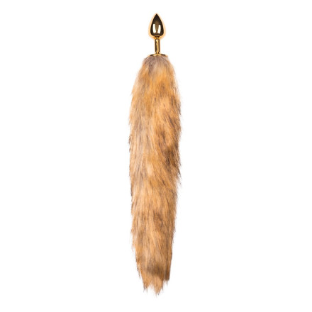 Золотистая анальная пробка с лисьим хвостом Fox Tail Plug 