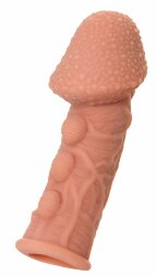 Насадка на фаллос с пузыриками, венками и ребристостью KOKOS Extreme Sleeve 09 - 12,7 см.