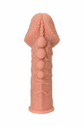Насадка на фаллос с пузыриками, венками и ребристостью KOKOS Extreme Sleeve 09 - 12,7 см. 