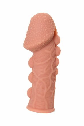 Насадка на фаллос с пузыриками, венками и ребристостью KOKOS Extreme Sleeve 09 - 12,7 см. 
