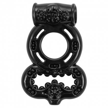 Чёрное эрекционное кольцо Rings Treadle с подхватом 