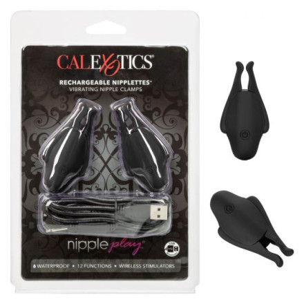 Черные виброзажимы для сосков Nipple Play Rechargeable Nipplettes 