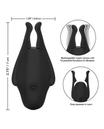 Черные виброзажимы для сосков Nipple Play Rechargeable Nipplettes 