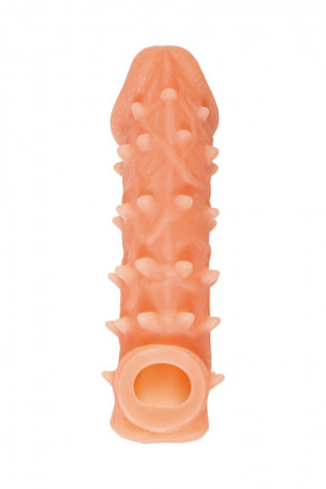 Телесная закрытая насадка с пупырышками Cock Sleeve Size M - 15,6 см. 