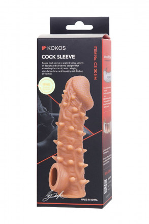 Телесная закрытая насадка с пупырышками Cock Sleeve Size M - 15,6 см. 