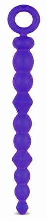 Синяя силиконовая анальная цепочка SILICONE BEADS INDIGO - 24,6 см. 