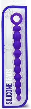 Синяя силиконовая анальная цепочка SILICONE BEADS INDIGO - 24,6 см. 