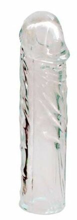 Закрытая прозрачная насадка-фаллос Crystal sleeve - 16 см. 