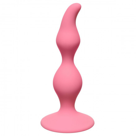 Розовая анальная пробка Curved Anal Plug Pink - 12,5 см. 