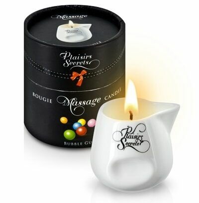 Массажная свеча с ароматом бубль-гума Bougie de Massage Gourmande Bubble Gum - 80 мл. 