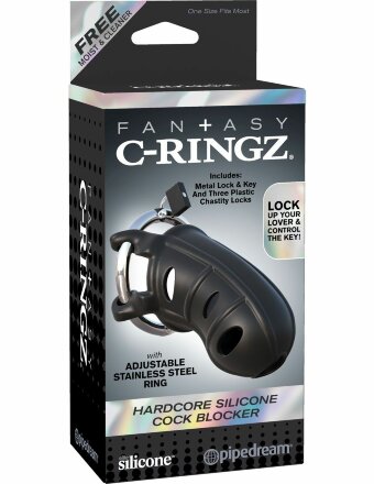 Черный замок верности Hardcore Silicone Cock Blocker 