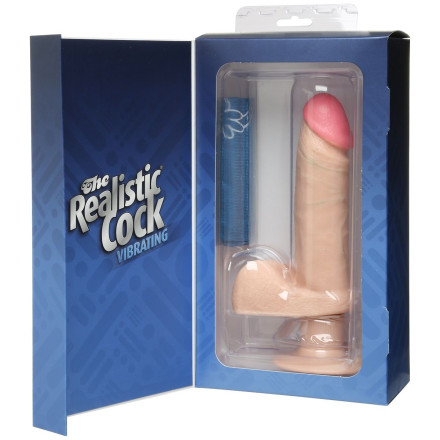 Вибромассажер-реалистик телесного цвета на присоске The Realistic Cock Vibrating 6” - 21,6 см. 