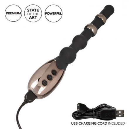 Черный анальный электростимулятор Volt Electro-Beads - 23,5 см. 