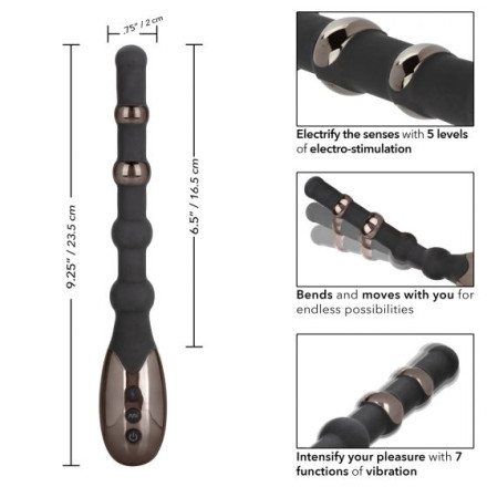 Черный анальный электростимулятор Volt Electro-Beads - 23,5 см. 
