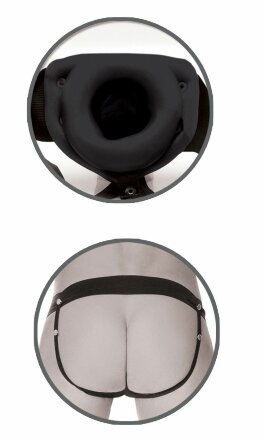 Черный полый страпон унисекс Hollow Strap-On - 14,5 см. 
