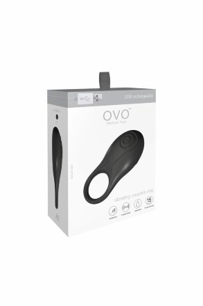 Чёрное эрекционное кольцо OVO A2 с вибрацией 