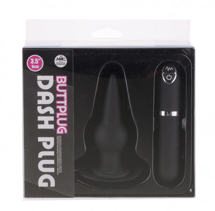 Черная вибровтулка Dash Butt Plug With Mini Controller III - 9 см. 