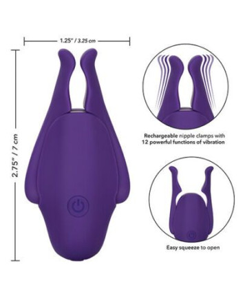 Фиолетовые виброзажимы для сосков Nipple Play Rechargeable Nipplettes 