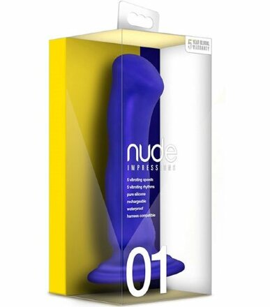 Синий перезаряжаемый вибратор Nude Impressions 01 - 15 см. 