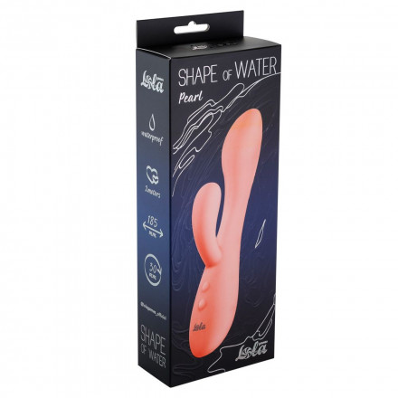 Розовый вибратор Shape of water Pearl с клиторальным отростком - 18,5 см. 