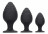 Набор из 3 черных анальных пробок Rippled Butt Plug Set 