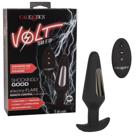 Черная анальная пробка с электростимуляцией Volt Electro-Flare - 14,5 см. 