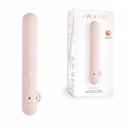 Пудровый мини-вибратор Le Wand Baton с текстурированной насадкой - 11,9 см. 