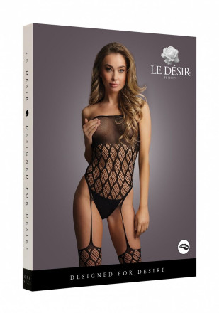 Ажурный тедди с чулками Strapless Crotchless Teddy With Stockings 