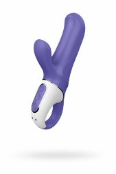Фиолетовый вибратор Satisfyer Vibes Magic Bunny с клиторальным отростком - 17,6 см.